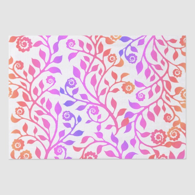 Papel De Seda Patrón de flores nítidas gitanas Holográficas Rosa (Anverso)