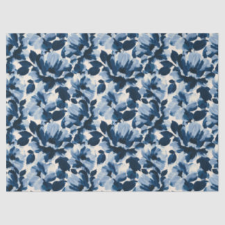 Papel De Seda patrón de flores pictóricas azul y marino