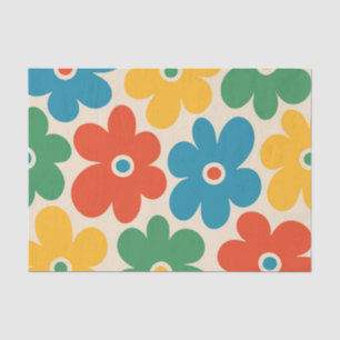 Papel De Seda Patrón de flores retro coloridas