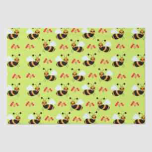 Papel De Seda Patrón de flores rojas de abejas