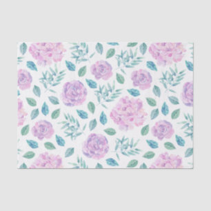 Papel De Seda Patrón de flores rosa claro y morado
