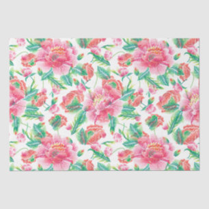 Papel De Seda Patrón de flores rosadas brillantes