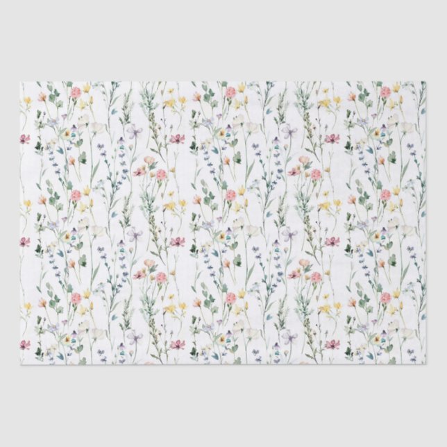 Papel De Seda Patrón de flores silvestres (Anverso)