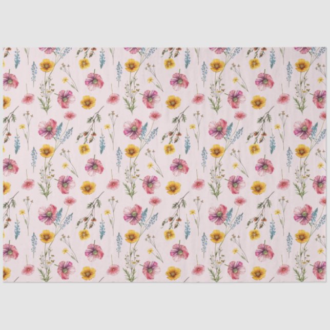 Papel De Seda Patrón de flores silvestres (Anverso)