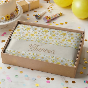 Papel De Seda Patrón de flores silvestres acuarela amarilla 