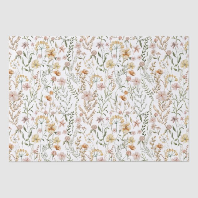 Papel De Seda Patrón de flores silvestres acuáticas (Anverso)