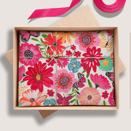 Papel De Seda Patrón de flores silvestres brillantes para la duc