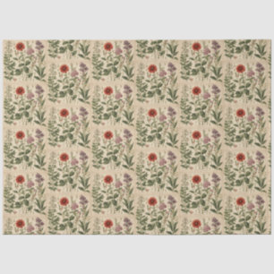 Papel De Seda Patrón de flores silvestres de época