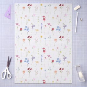 Papel De Seda Patrón de flores silvestres de pradera Cottagecore