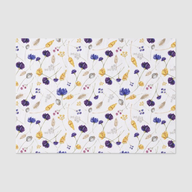 Papel De Seda Patrón de flores silvestres de verano (Anverso)