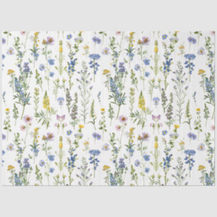 Papel De Seda Patrón de flores silvestres del jardín azul francé