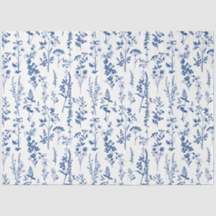 Papel De Seda Patrón de flores silvestres del jardín azul francé