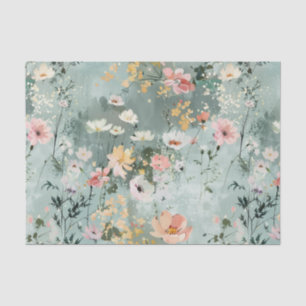 Papel De Seda Patrón de flores silvestres pictóricas en tonos su