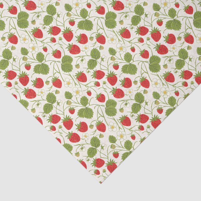 Papel De Seda Patrón de flores y bayas de fresa (Detalle)