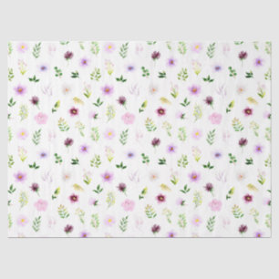 Papel De Seda Patrón de flores y follaje púrpura