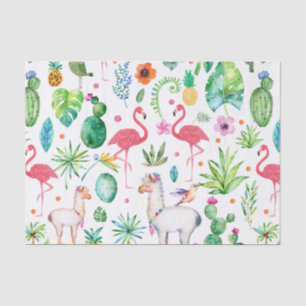 Papel De Seda Patrón de flores y hojas de animales tropicales co