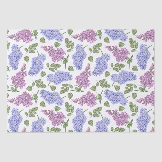 Papel De Seda Patrón de flores y hojas de lilo (Anverso)