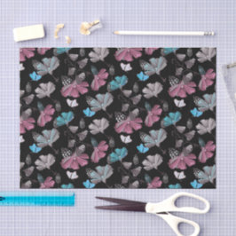 Papel De Seda Patrón de flores y mariposas