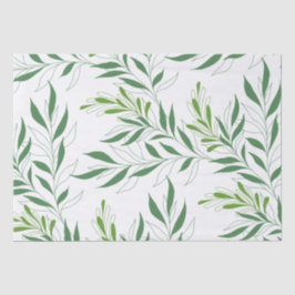 Papel De Seda Patrón De Foliage De Verdor Elegante Verde Y Blanc