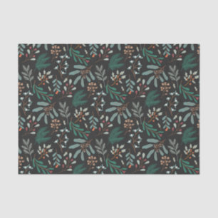 Papel De Seda Patrón de follaje ruso de Navidades negros