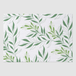 Papel De Seda Patrón de Follaje Verde Elegante Verde y Blanco