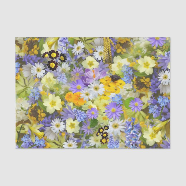 PAPEL DE SEDA PATRÓN DE FONDO FLORAL MULITCOLORADO (Anverso)