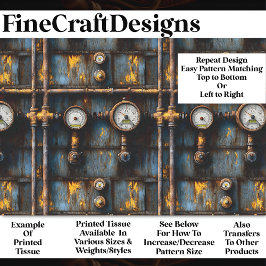 Papel De Seda Patrón de fontanería Steampunk oxidado BM8 decoupa
