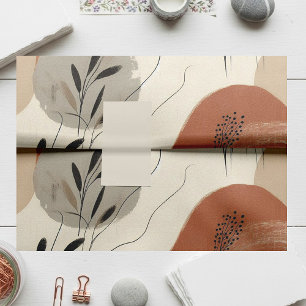 Papel De Seda Patrón de Formas Abstractas Orgánicas Minimalistas