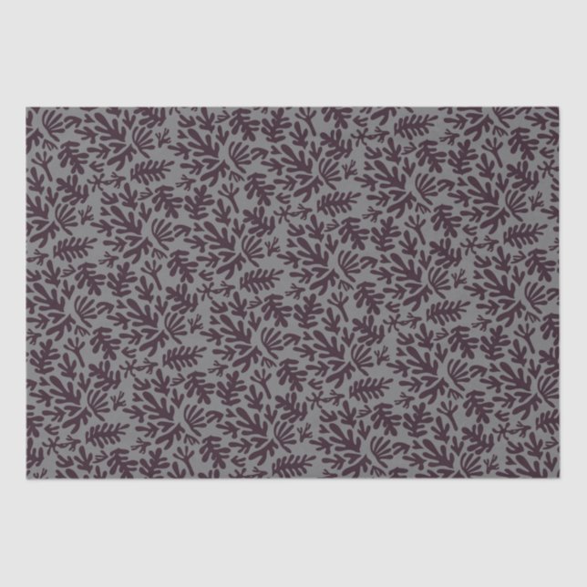 Papel De Seda Patrón de formas botánicas Boho Matisse Gris negro (Anverso)