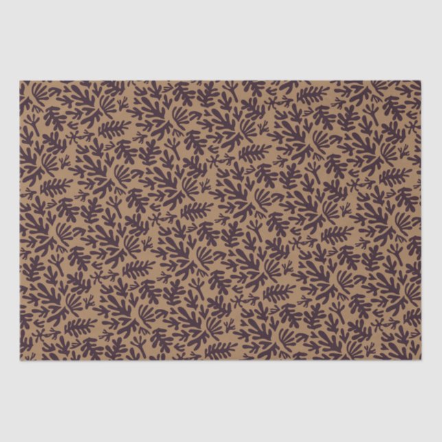 Papel De Seda Patrón de formas botánicas Boho Matisse Oro negro (Anverso)
