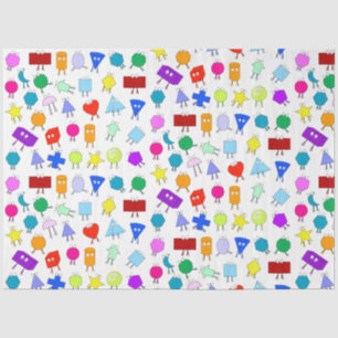 Papel De Seda Patrón de formas geométricas 2D y 3D coloridas par