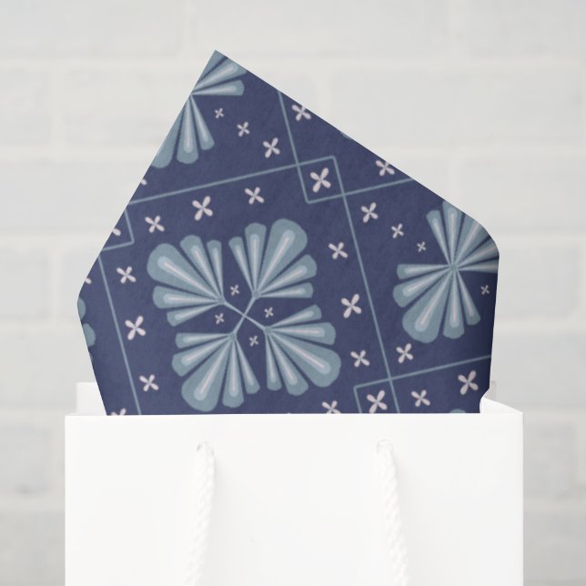 Papel De Seda Patrón de formas geométricas azules (Bolsa de regalo)