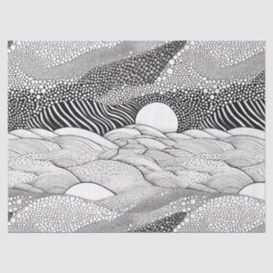 Papel De Seda Patrón de formas gráficas en blanco y negro modern