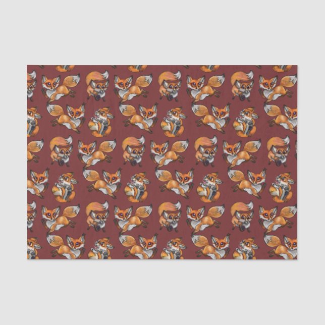 Papel De Seda Patrón de Fox de Bebé (Anverso)