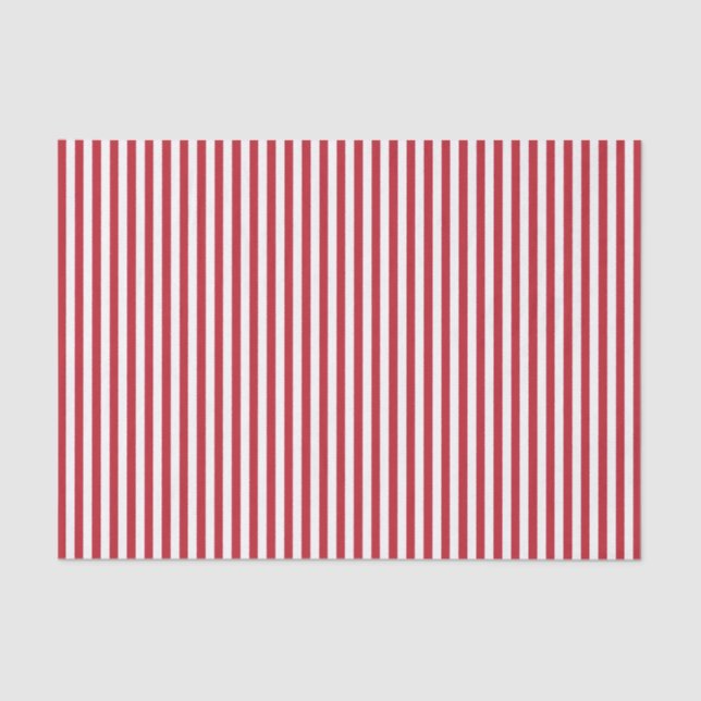Papel De Seda Patrón de franjas blancas - fondo rojo Personaliza (Anverso)