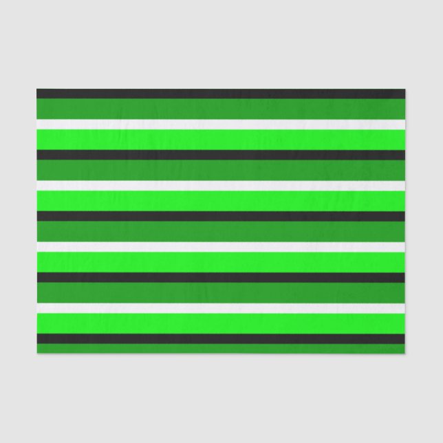 Papel De Seda Patrón de franjas verdes claras y oscuras (Anverso)