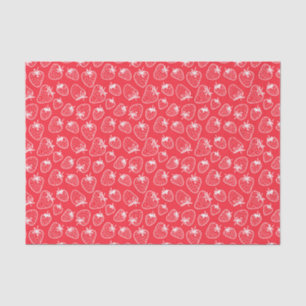 Papel De Seda Patrón de fresa blanca y roja