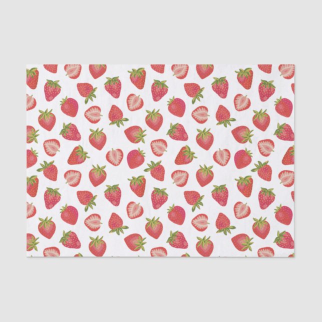 Papel De Seda Patrón de fresa de verano (Anverso)