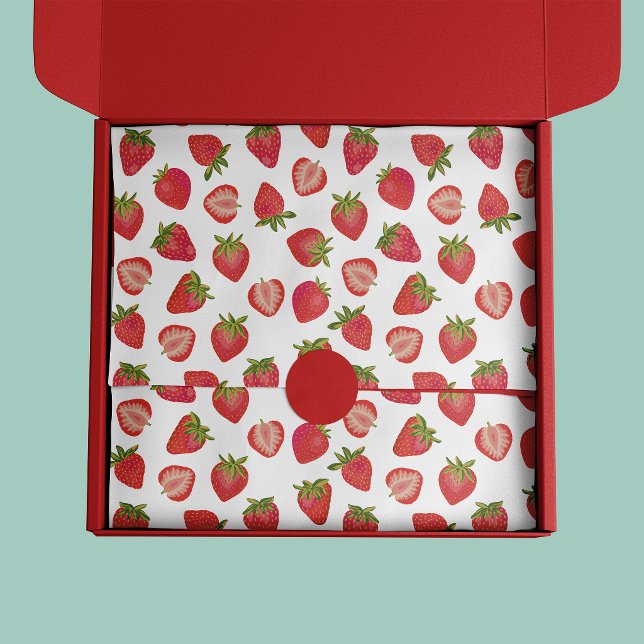 Papel De Seda Patrón de fresa de verano (Strawberry pattern tissue paper)