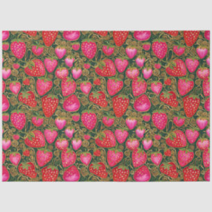 Papel De Seda Patrón de fresa roja y rosa