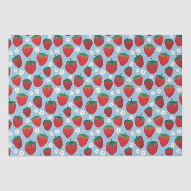 Papel De Seda Patrón de fresas dulces (Anverso)