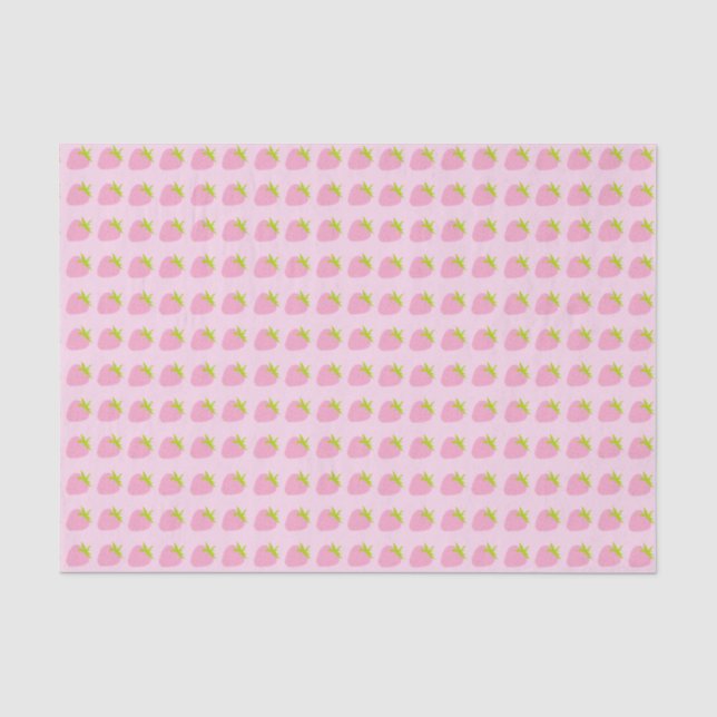 Papel De Seda Patrón de Fresas Rosadas Lindas (Anverso)
