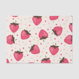 Papel De Seda Patrón de Fresas Rosadas Lindo y Femenino