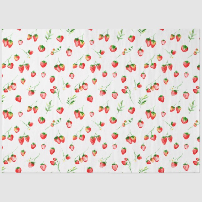 Papel De Seda Patrón de Fresas y Margaritas (Anverso)