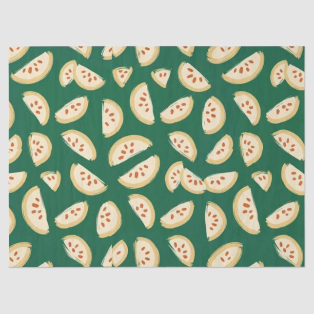 Papel De Seda patrón de fruta de guayaba verde vibrante (Anverso)