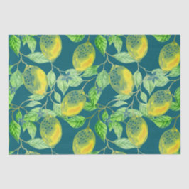 Papel De Seda Patrón de fruta de limón amarillo verde