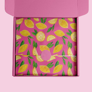 Papel De Seda Patrón de fruta de limón cítrico colorido