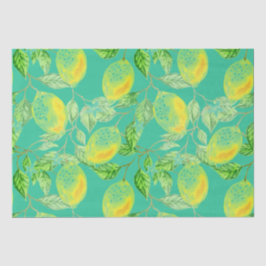 Papel De Seda Patrón de fruta limón azul turquesa