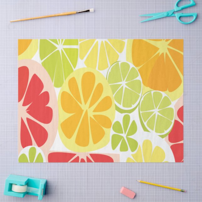 Papel De Seda Patrón de Frutas Cítricas (Artesanía)