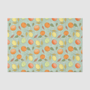 Papel De Seda Patrón de frutas con limones, naranjas